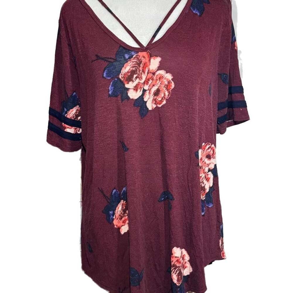 Yours Clothing Burgundy Red '95' Varsity Oversized T-Shirt